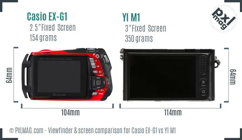 Casio EX-G1 vs YI M1 Screen and Viewfinder comparison