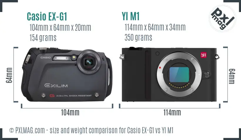 Casio EX-G1 vs YI M1 size comparison