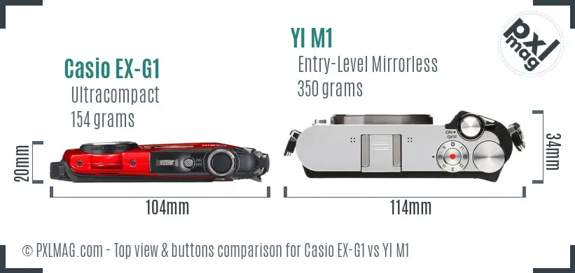 Casio EX-G1 vs YI M1 top view buttons comparison