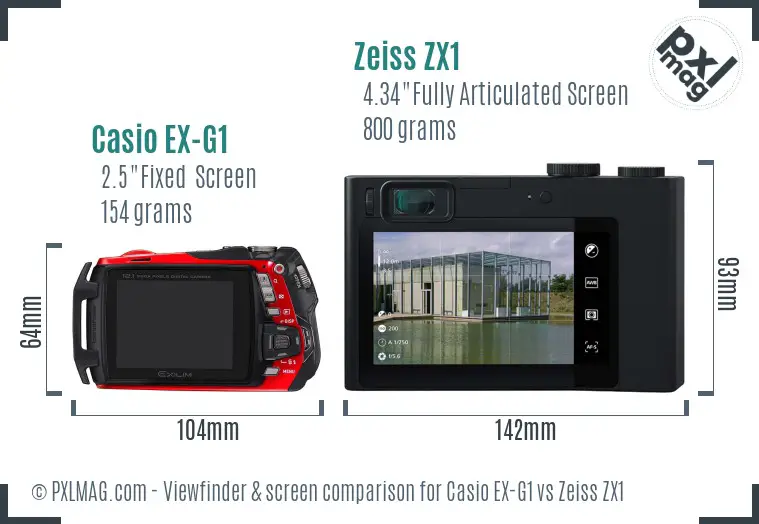 Casio EX-G1 vs Zeiss ZX1 Screen and Viewfinder comparison Casio EX-G1 vs Zeiss ZX1 Screen and Viewfinder comparison