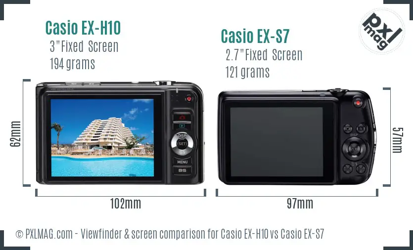 Casio EX-H10 vs Casio EX-S7 Screen and Viewfinder comparison