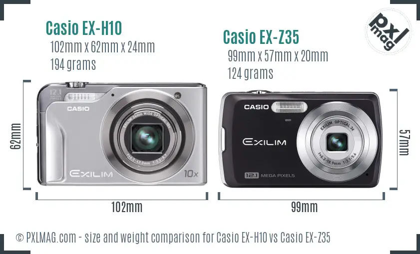 Casio EX-H10 vs Casio EX-Z35 size comparison