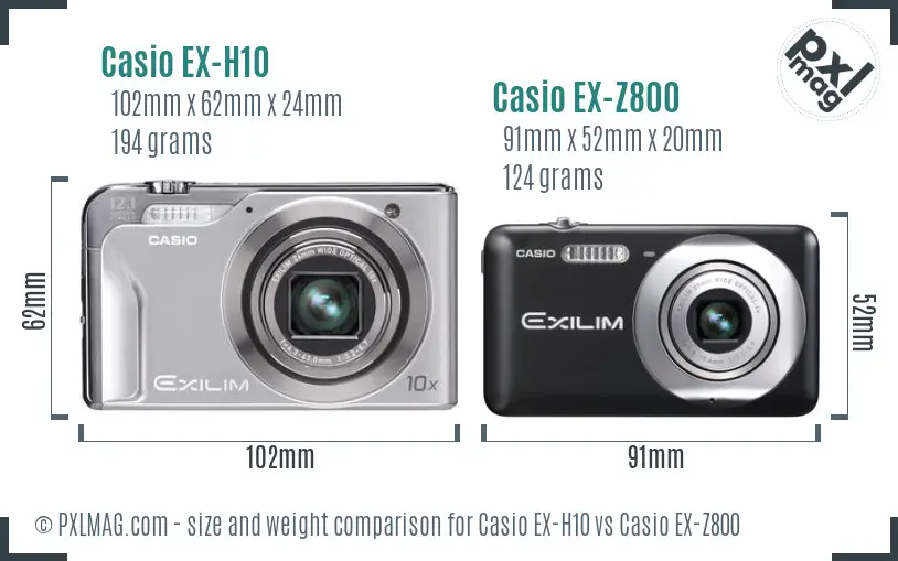 Casio EX-H10 vs Casio EX-Z800 size comparison