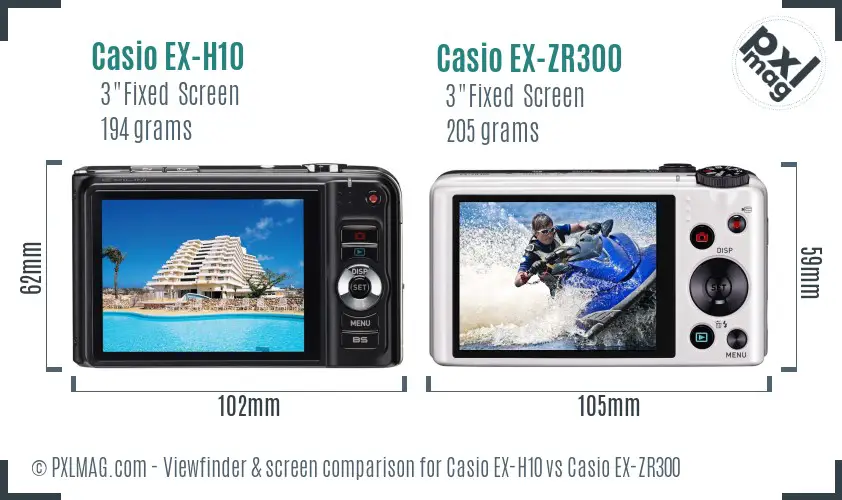 Casio EX-H10 vs Casio EX-ZR300 Screen and Viewfinder comparison