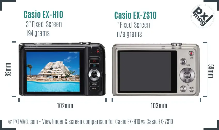Casio EX-H10 vs Casio EX-ZS10 Screen and Viewfinder comparison