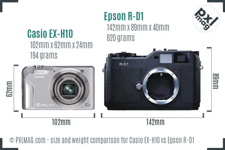Casio EX-H10 vs Epson R-D1 size comparison Casio EX-H10 vs Epson R-D1 size comparison