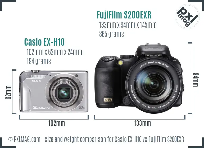 Casio EX-H10 vs FujiFilm S200EXR size comparison