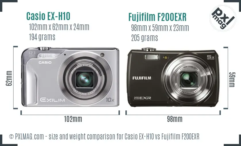 Casio EX-H10 vs Fujifilm F200EXR size comparison