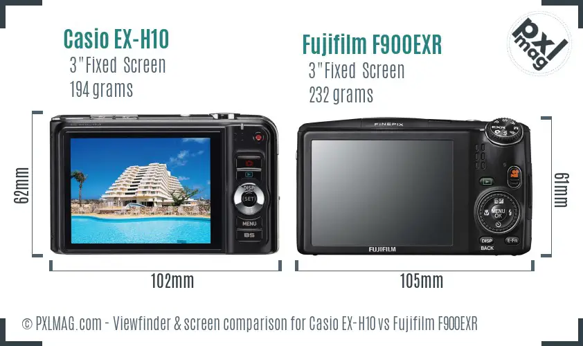 Casio EX-H10 vs Fujifilm F900EXR Screen and Viewfinder comparison Casio EX-H10 vs Fujifilm F900EXR Screen and Viewfinder comparison