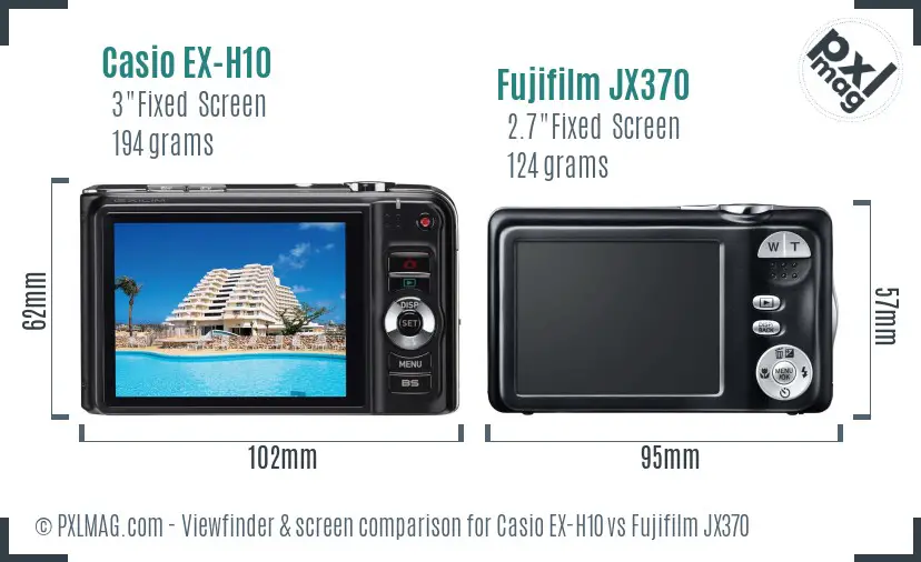 Casio EX-H10 vs Fujifilm JX370 Screen and Viewfinder comparison Casio EX-H10 vs Fujifilm JX370 Screen and Viewfinder comparison