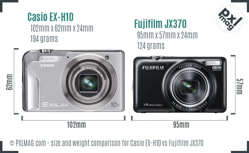 Casio EX-H10 vs Fujifilm JX370 size comparison Casio EX-H10 vs Fujifilm JX370 size comparison