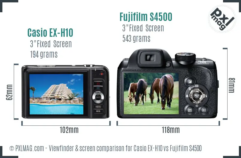 Casio EX-H10 vs Fujifilm S4500 Screen and Viewfinder comparison Casio EX-H10 vs Fujifilm S4500 Screen and Viewfinder comparison