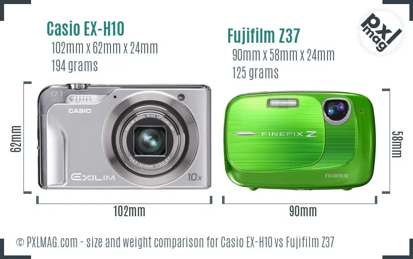 Casio EX-H10 vs Fujifilm Z37 size comparison Casio EX-H10 vs Fujifilm Z37 size comparison