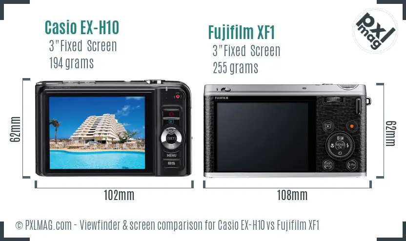 Casio EX-H10 vs Fujifilm XF1 Screen and Viewfinder comparison Casio EX-H10 vs Fujifilm XF1 Screen and Viewfinder comparison