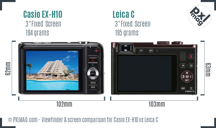 Casio EX-H10 vs Leica C Screen and Viewfinder comparison