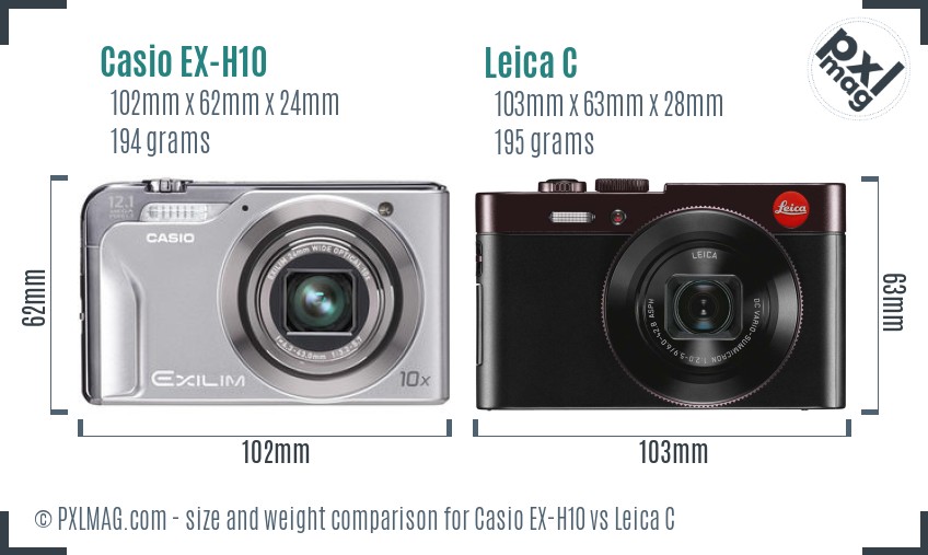 Casio EX-H10 vs Leica C size comparison Casio EX-H10 vs Leica C size comparison