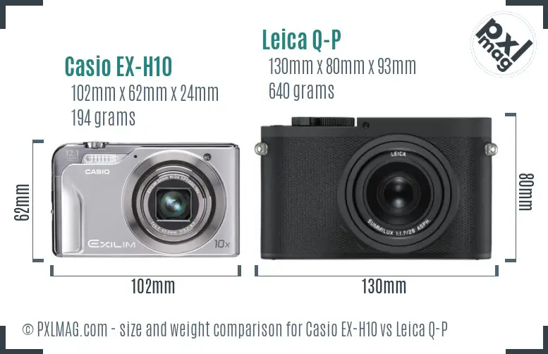 Casio EX-H10 vs Leica Q-P size comparison
