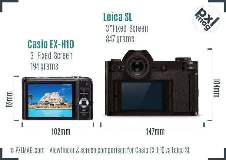 Casio EX-H10 vs Leica SL Screen and Viewfinder comparison