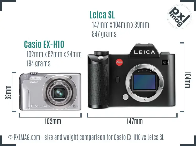 Casio EX-H10 vs Leica SL size comparison