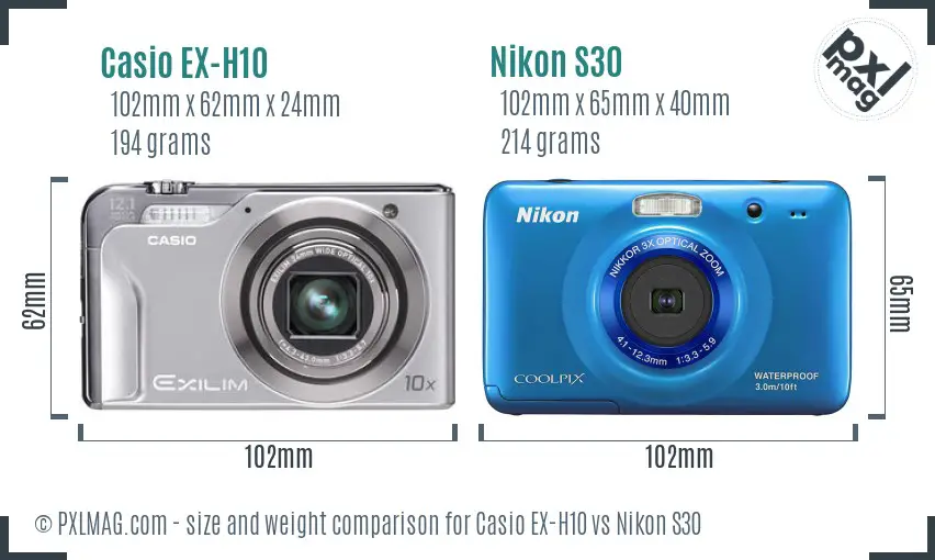 Casio EX-H10 vs Nikon S30 size comparison Casio EX-H10 vs Nikon S30 size comparison