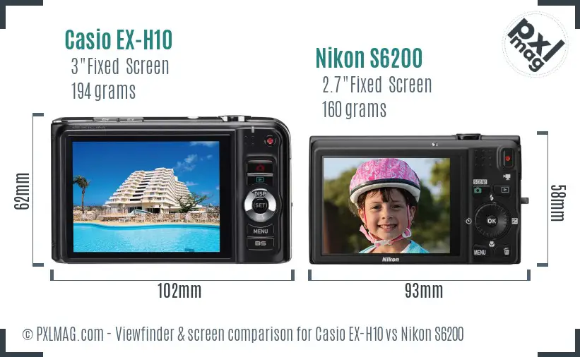 Casio EX-H10 vs Nikon S6200 Screen and Viewfinder comparison Casio EX-H10 vs Nikon S6200 Screen and Viewfinder comparison