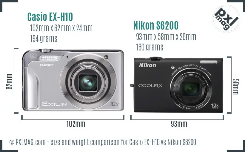 Casio EX-H10 vs Nikon S6200 size comparison Casio EX-H10 vs Nikon S6200 size comparison