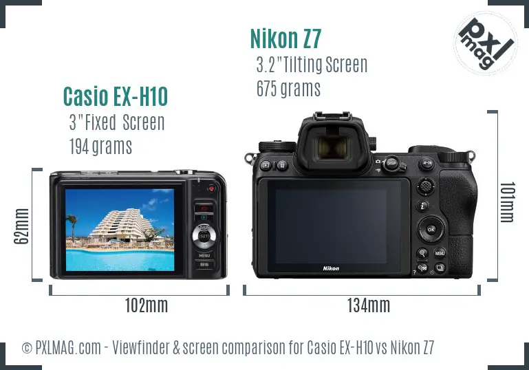Casio EX-H10 vs Nikon Z7 Screen and Viewfinder comparison