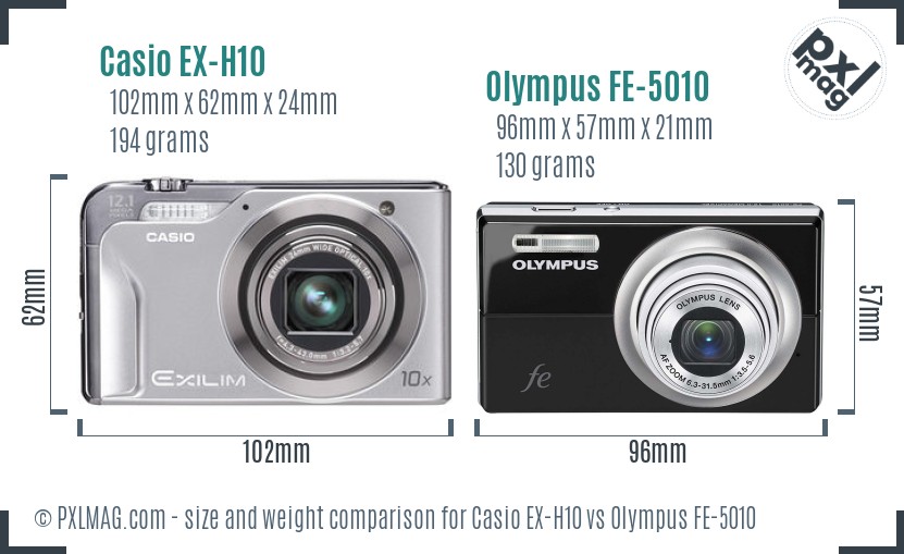 Casio EX-H10 vs Olympus FE-5010 size comparison Casio EX-H10 vs Olympus FE-5010 size comparison