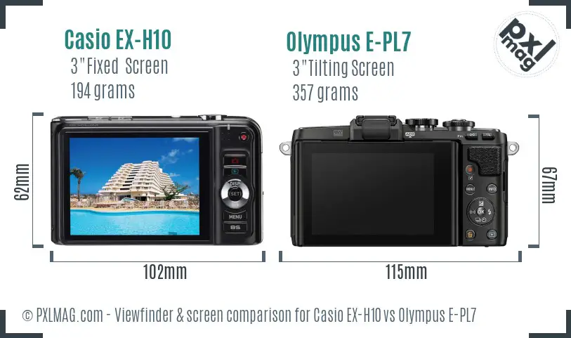 Casio EX-H10 vs Olympus E-PL7 Screen and Viewfinder comparison