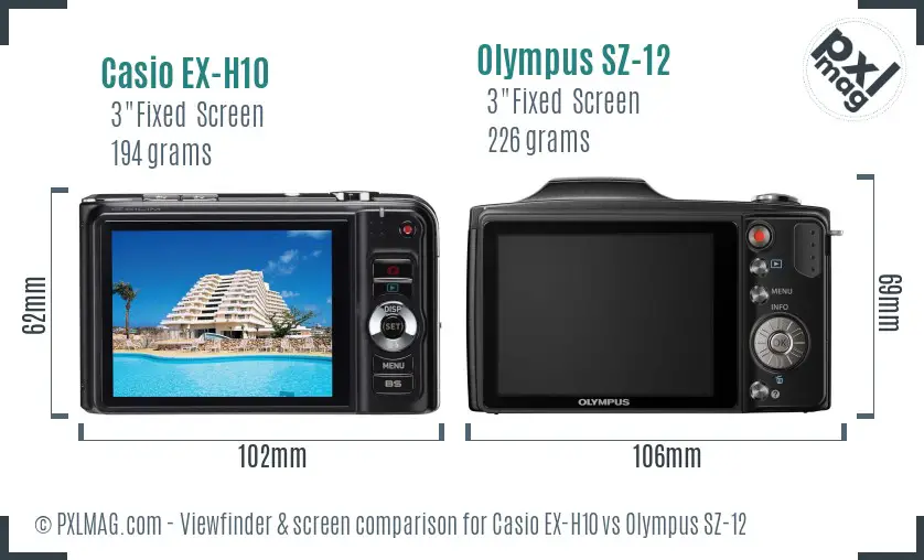 Casio EX-H10 vs Olympus SZ-12 Screen and Viewfinder comparison Casio EX-H10 vs Olympus SZ-12 Screen and Viewfinder comparison