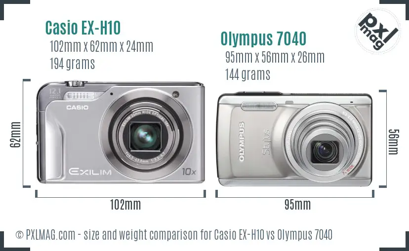 Casio EX-H10 vs Olympus 7040 size comparison