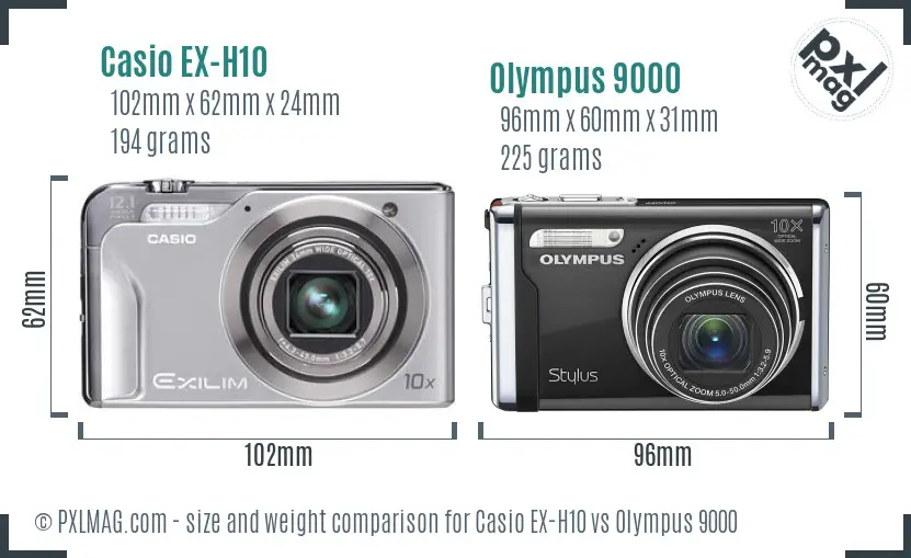 Casio EX-H10 vs Olympus 9000 size comparison