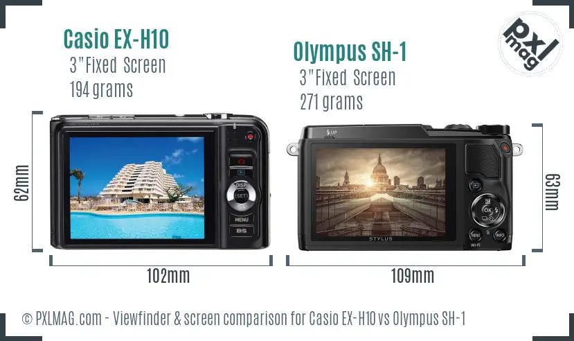 Casio EX-H10 vs Olympus SH-1 Screen and Viewfinder comparison Casio EX-H10 vs Olympus SH-1 Screen and Viewfinder comparison