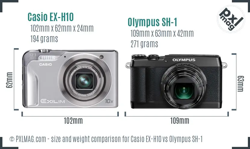 Casio EX-H10 vs Olympus SH-1 size comparison Casio EX-H10 vs Olympus SH-1 size comparison