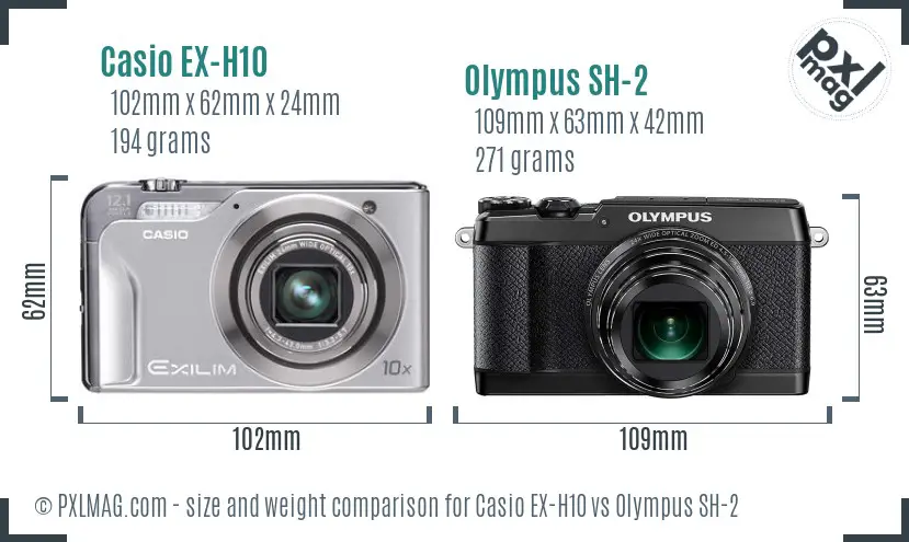 Casio EX-H10 vs Olympus SH-2 size comparison