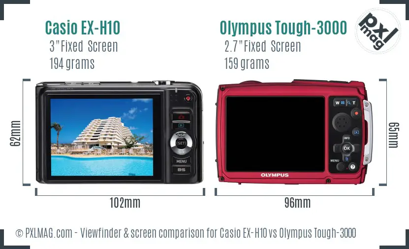 Casio EX-H10 vs Olympus Tough-3000 Screen and Viewfinder comparison Casio EX-H10 vs Olympus Tough-3000 Screen and Viewfinder comparison