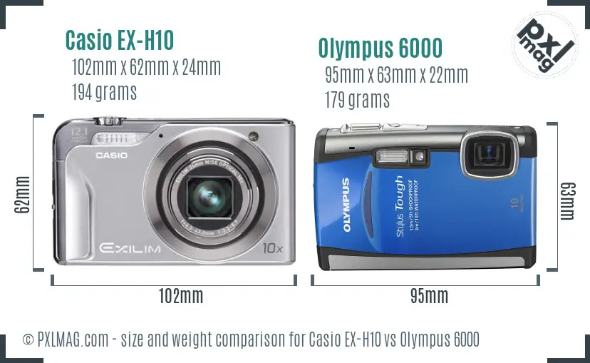 Casio EX-H10 vs Olympus 6000 size comparison Casio EX-H10 vs Olympus 6000 size comparison