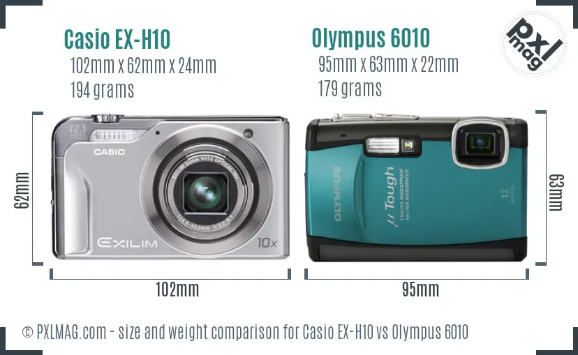 Casio EX-H10 vs Olympus 6010 size comparison