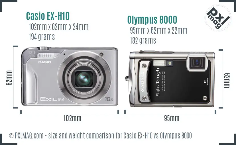 Casio EX-H10 vs Olympus 8000 size comparison