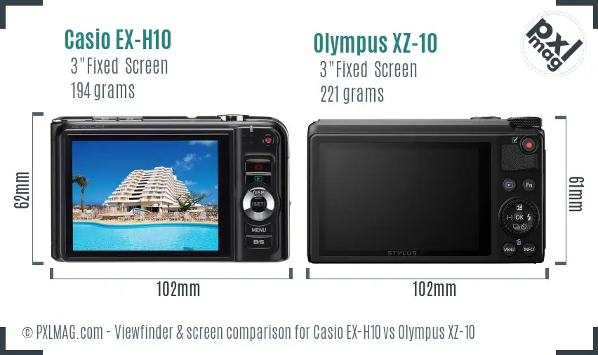 Casio EX-H10 vs Olympus XZ-10 Screen and Viewfinder comparison Casio EX-H10 vs Olympus XZ-10 Screen and Viewfinder comparison