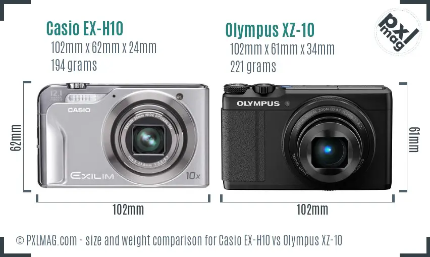 Casio EX-H10 vs Olympus XZ-10 size comparison Casio EX-H10 vs Olympus XZ-10 size comparison