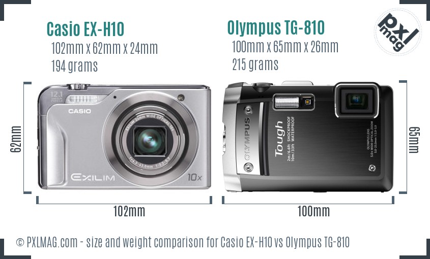 Casio EX-H10 vs Olympus TG-810 size comparison Casio EX-H10 vs Olympus TG-810 size comparison