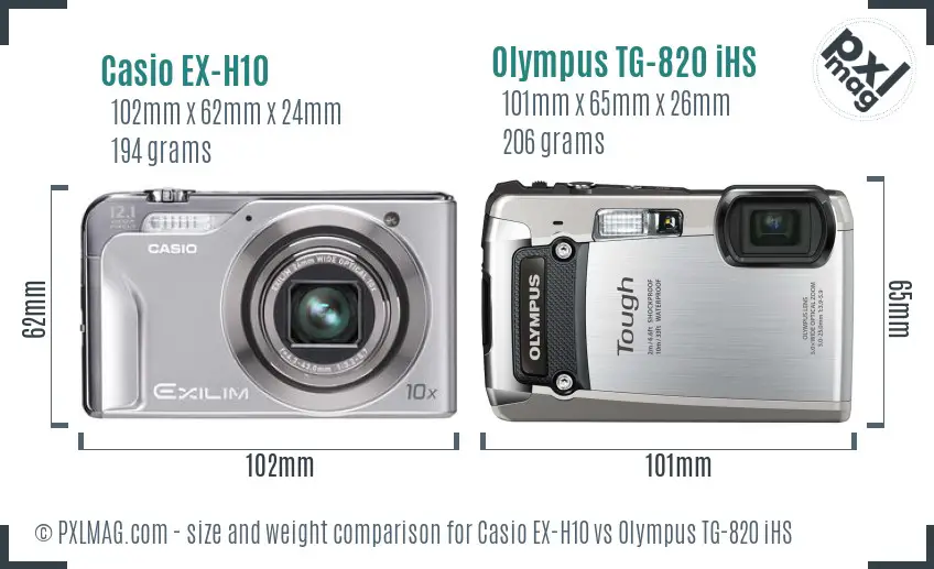Casio EX-H10 vs Olympus TG-820 iHS size comparison