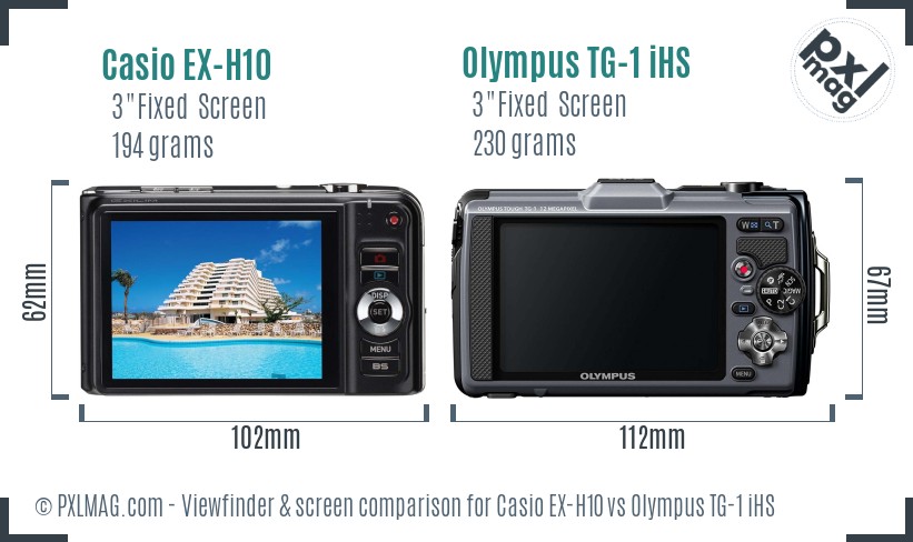 Casio EX-H10 vs Olympus TG-1 iHS Screen and Viewfinder comparison