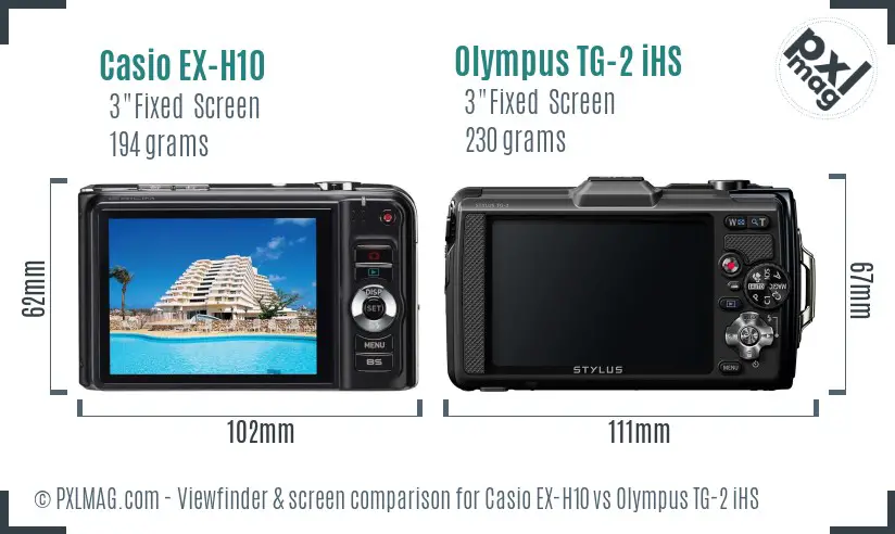 Casio EX-H10 vs Olympus TG-2 iHS Screen and Viewfinder comparison