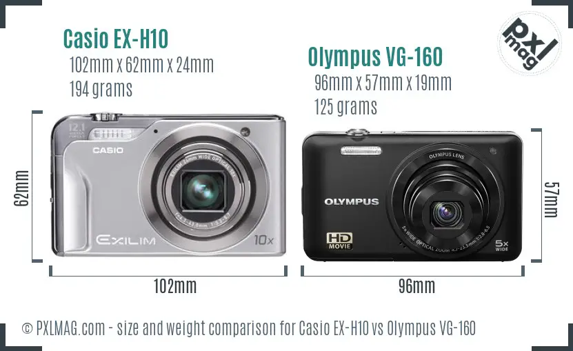 Casio EX-H10 vs Olympus VG-160 size comparison
