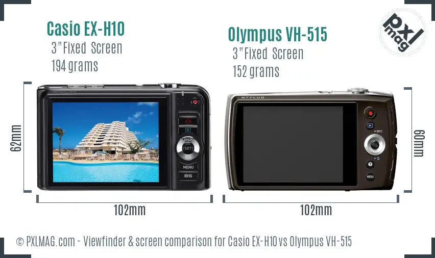 Casio EX-H10 vs Olympus VH-515 Screen and Viewfinder comparison Casio EX-H10 vs Olympus VH-515 Screen and Viewfinder comparison