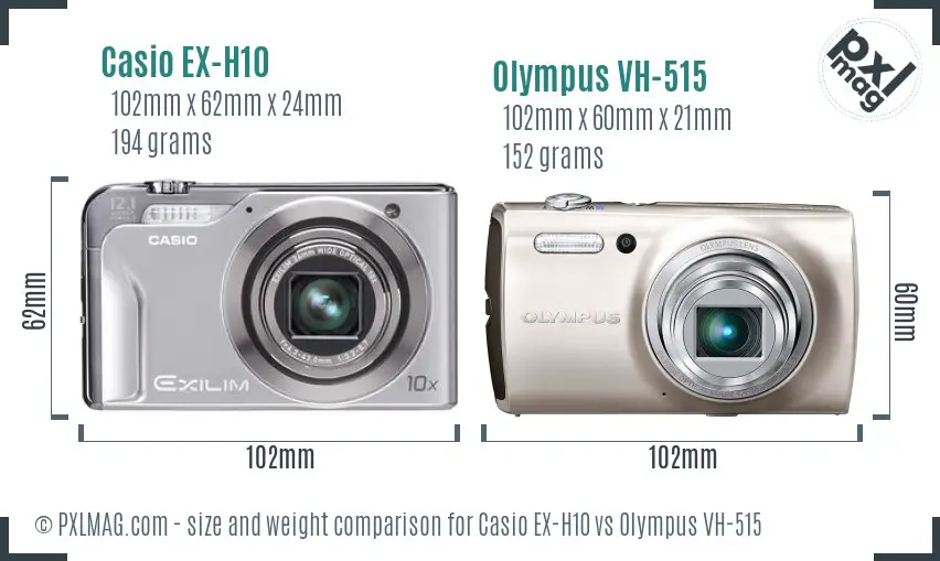 Casio EX-H10 vs Olympus VH-515 size comparison Casio EX-H10 vs Olympus VH-515 size comparison