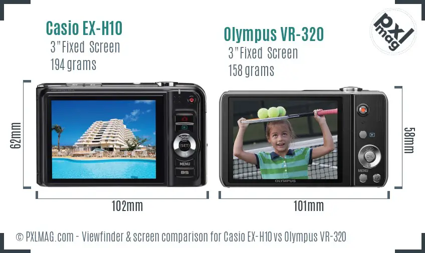 Casio EX-H10 vs Olympus VR-320 Screen and Viewfinder comparison Casio EX-H10 vs Olympus VR-320 Screen and Viewfinder comparison