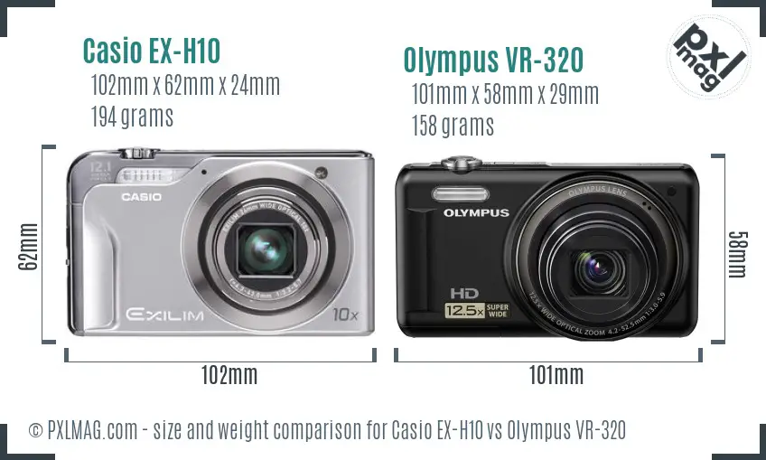 Casio EX-H10 vs Olympus VR-320 size comparison Casio EX-H10 vs Olympus VR-320 size comparison